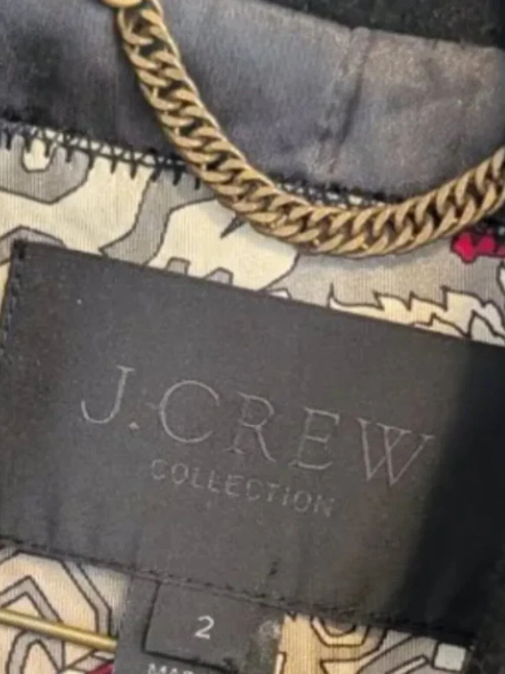 J.Crew Collection RARE topcoat mosaic Italian Silk Wool tapestry coat size 2